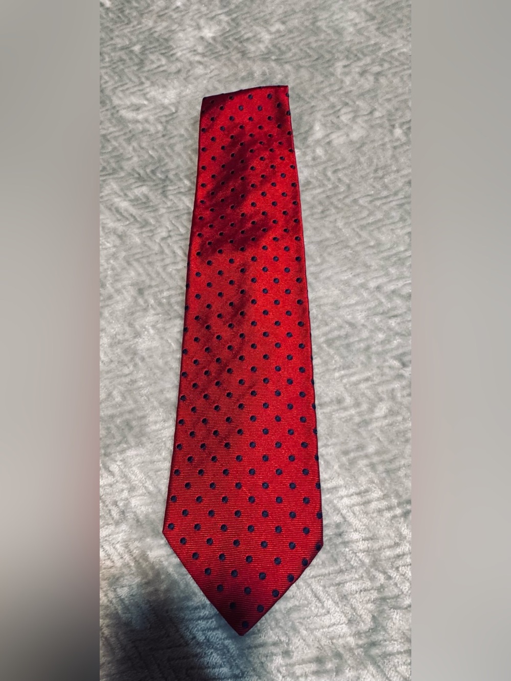 Etro Red Tie with Navy Polka Dots